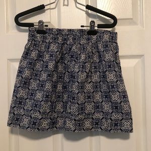 Sz. Sm. J. Crew Blue/White Print Cotton Skirt